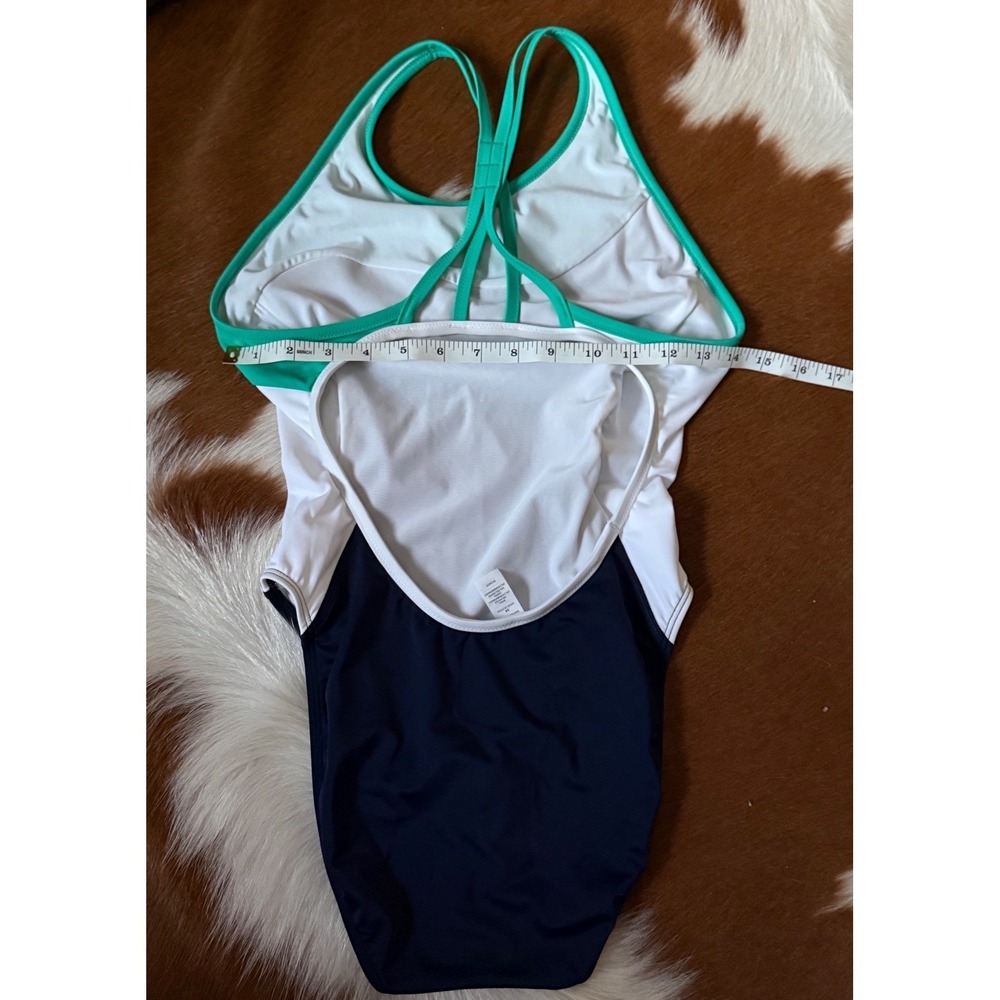 Athleta Freestyle Colorblock One Piece Swimsuit Navy Green White Size 36 - Picture 12 of 12